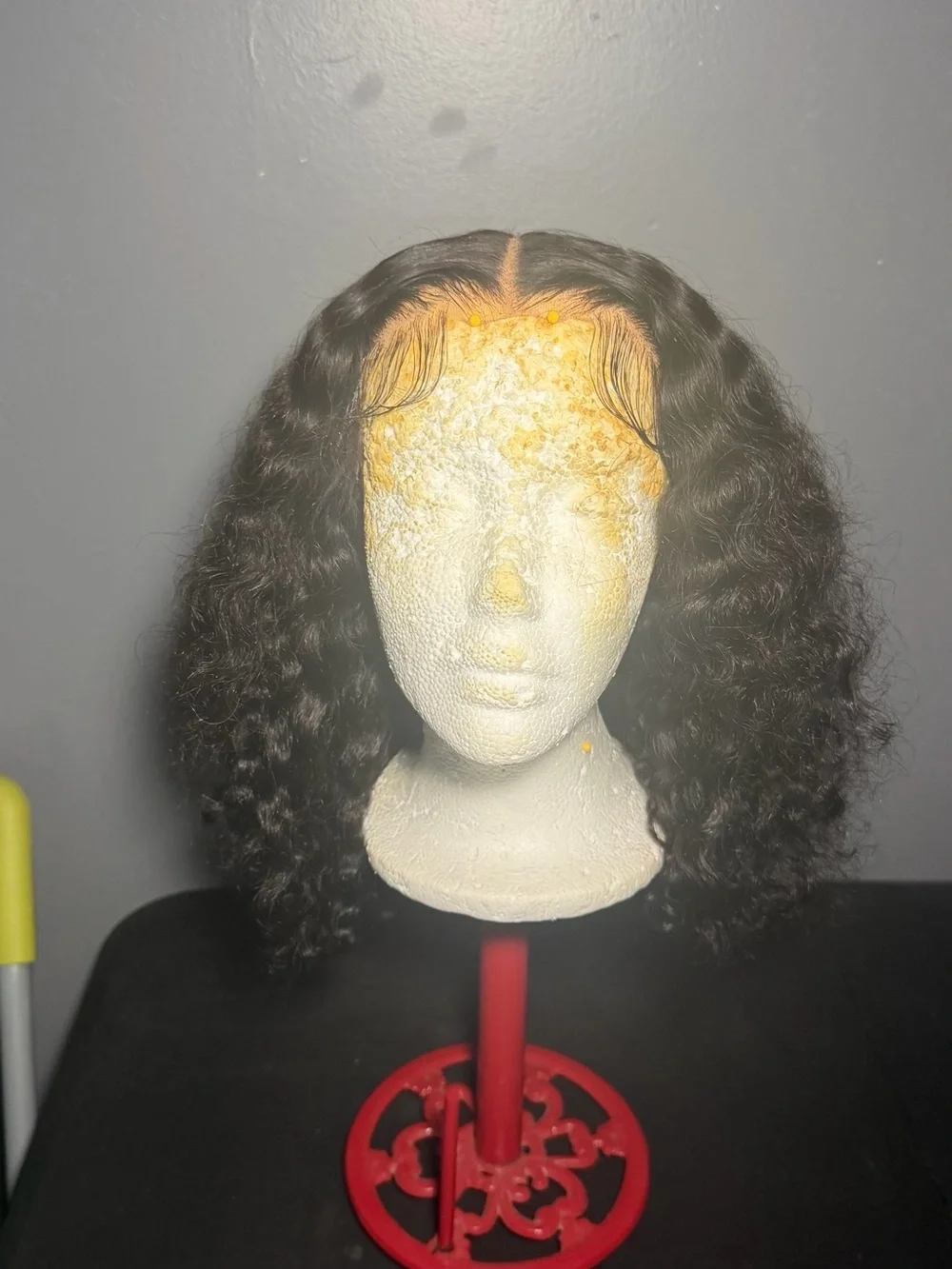 Black Curly HD lace glueless closure wig